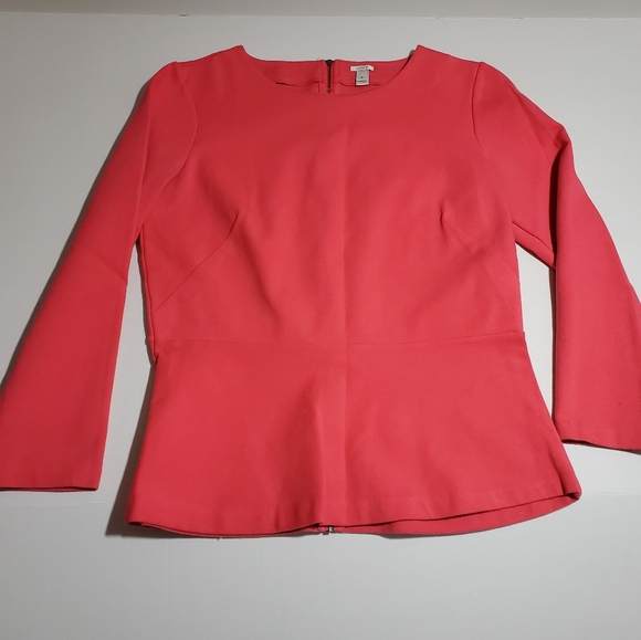SOLD J. Crew pink peplum top with Zip up back. - Picture 2 of 4
